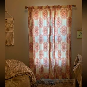Threshold 2 panels 54” x 84” medallion curtains cream, red & orange